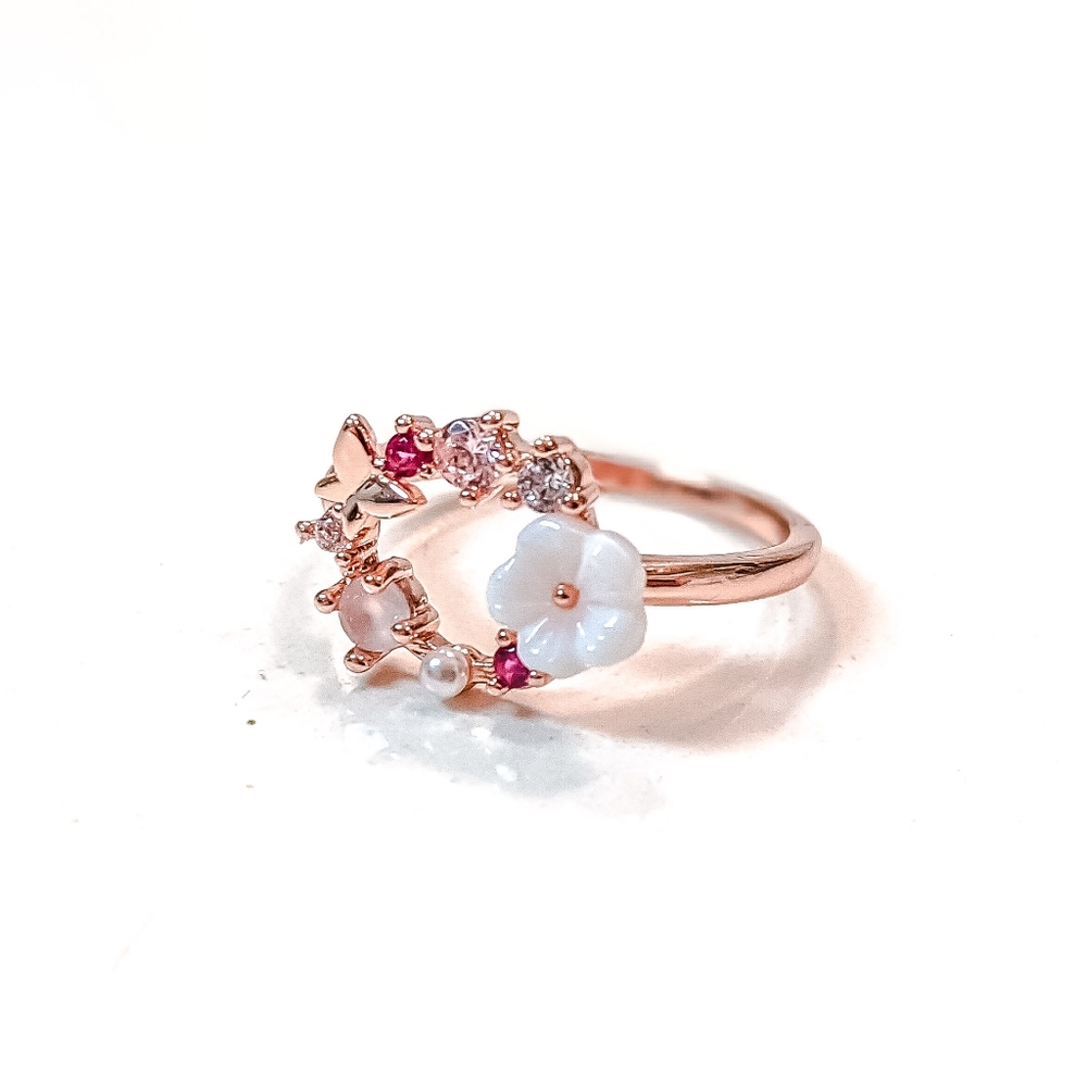 New 925 Sterling Silver & Rose Gold Stamped Ring Size 7 - Picture 2 of 6